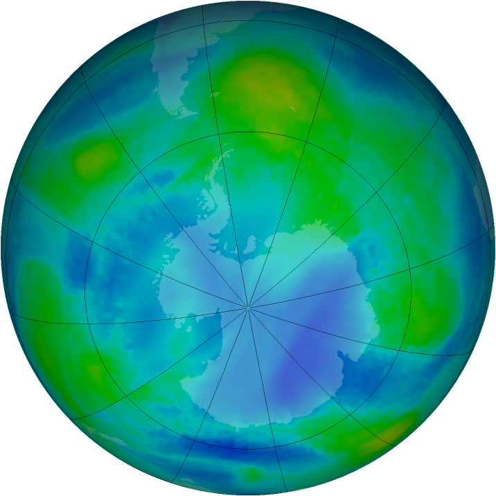 Antarctic ozone map for 04 May 2002